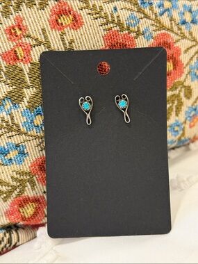 Silver  Southwestern Stud Earrings with Turquoise Women Jewelry vintage